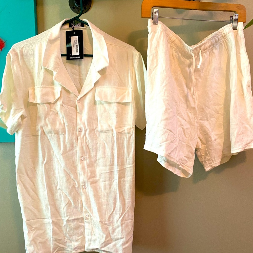 Cream linen short set
